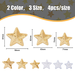 24Pcs 6 Style Star Computerized Embroidery Cloth Iron On Sequins Patches&nbsp;PATC-HY0001-12