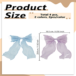 4Pcs 2 Colors Cloth Long Bowknot Hair Barrettes&nbsp;OHAR-LP0001-29B