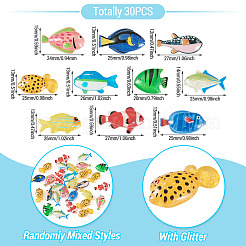 プラスチックカボション  魚  ミックスカラー  12~15.5x20.5~26.5x6~7.5mm&nbsp;KY-TAC0010-05
