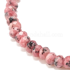 Natural Malaysia Jade(Dyed) Rondelle Beaded Stretch Bracelet with Brass&nbsp;BJEW-JB07967-04