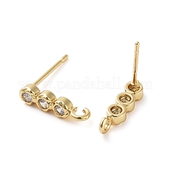 Brass Micro Pave Cubic Zirconia Studs Earring Findings&nbsp;KK-K364-08G