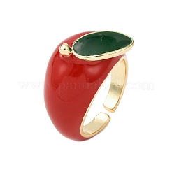 Brass Enamel Cuff Rings for Women&nbsp;RJEW-B138-01G-02