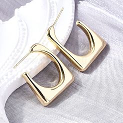 Trapezoid Brass Stud Earrings&nbsp;EJEW-S261-03G