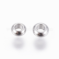 真鍮製スペーサービーズ  ロンデル  プラチナ  4x2mm  穴：2mm&nbsp;KK-J270-99P