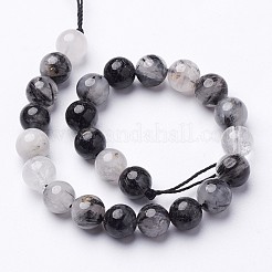 Natural Black Rutilated Quartz Beads Strands&nbsp;X-G-D295-8mm