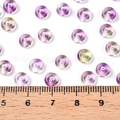 スプレー塗装された透明なガラスシードビーズ  ドーナツ  オールドローズ  6.5x3mm  穴：1.2mm  約2500個/ポンド&nbsp;SEED-T007-05G