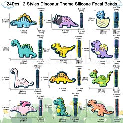 24Pcs 12 Styles Silicone Focal Beads&nbsp;SIL-CJ0002-35