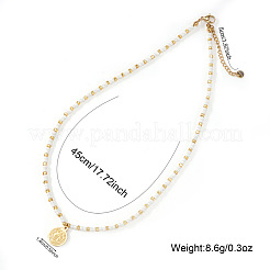 304 Stainless Steel Saint Benedict Medal Pendant Glass and Brass Beaded Short Necklaces for Women Daily Wear&nbsp;AB8901