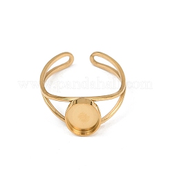 Real 18K Gold Plated 304 Stainless Steel Cuff Ring Components&nbsp;STAS-A191-12B-G