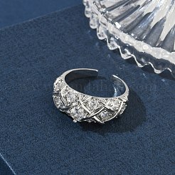 Brass Micro Pave Cubic Zirconia Cuff Open Rings&nbsp;RJEW-C163-24P