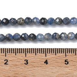 天然カヤナイト/シアナイト/ジステンビーズ連売り  多面カット  ラウンド  4mm  穴：0.7mm  約101個/連  15.35''（39センチメートル）&nbsp;G-L651-C02-4mm