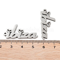変色しない201ステンレススチールペンダント  言葉 イビサ 魅力  ステンレス鋼色  14.5x33x1.5mm  穴：1.6mm&nbsp;STAS-A090-28D-P