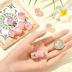 10Pcs Gradient Color & UV Plating Transparent Acrylic Beads&nbsp;OACR-YW0002-25B