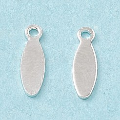 真鍮チャーム  カドミウムフリー＆鉛フリー  オーバルチャーム  925銀メッキ  10x3x0.5mm  穴：1mm&nbsp;KK-A172-47S