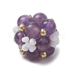 Natural Amethyst & Glass Seed Cluster Beads&nbsp;PALLOY-MZ00591-03