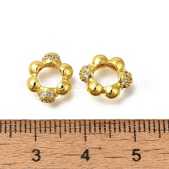 Rack Plating Brass Micro Pave Cubic Zirconia European Beads&nbsp;KK-F883-06G