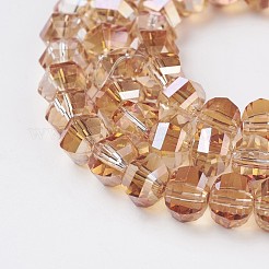 電気メッキガラスビーズセット  多面カット  ロンデル  フル虹メッキ  オレンジ  8x6mm  穴：1.2mm  約78~79個/連  18.9インチ（48cm）&nbsp;EGLA-L012-A-FR01