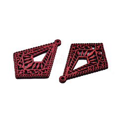 スプレー塗装された木製ペンダント  中空凧のチャーム  ミックスカラー  41x30.5x2.5mm  穴：1.5mm&nbsp;WOOD-N006-194