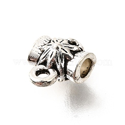 チベットスタイルの合金チューブベイル  カドミウムフリー＆鉛フリー  スター  アンティークシルバー  9.5x8x6mm  穴：1.6mm  内径：2.5mm  約1430個/1000g&nbsp;TIBE-L008-45AS