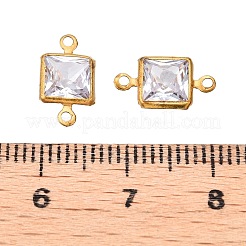 Brass Clear Cubic Zirconia Connector Charms&nbsp;KK-T070-11C