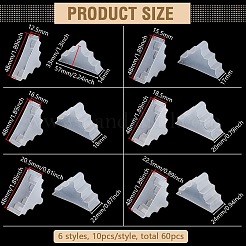 60個 6スタイル 三角形 プラスチック 家具コーナーガード  テーブルコーナープロテクター  ホワイト  33x57x14~24mm  10個/スタイル&nbsp;AJEW-BC0007-84B