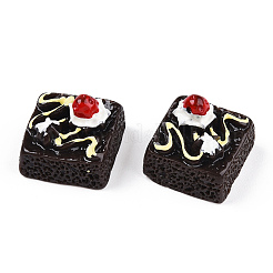 スクエアケーキレジンデコデンカボション  模造食品  ココナッツブラウン  12.5x12.5x10.5mm&nbsp;CRES-R183-21B