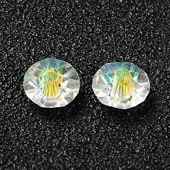 K9ガラス  模造オーストリアクリスタルビーズ  多面カット  フラットラウンド  クリアAB  5x3mm  穴：1mm&nbsp;X-GLAA-F113-01