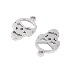 変色しない316サージカルステンレスペンダント  レーザー切断  スカルチャーム  ステンレス鋼色  15.5x10x1mm  穴：1.5mm&nbsp;STAS-C096-08B-P