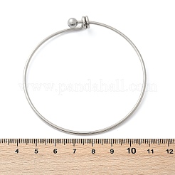女性用304ステンレススチールバングル  201ステンレススチールビーズ付き  ステンレス鋼色  3/8インチ（1cm）  内径：2-3/8x2-1/2インチ（6x6.4cm）&nbsp;BJEW-C088-03P
