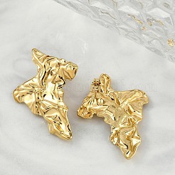 女性用304ステンレススチールスタッドピアス  18KGP本金メッキ  ナゲット  26x28.5mm&nbsp;EJEW-B113-01G-02