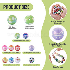 50Pcs 5 Styles Sport UV Plating Acrylic Beads Sets&nbsp;OACR-TA0004-14