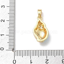 真鍮製エナメルペンダント  ラインストーン付き  ゴールドカラー  巻き貝の形をしたチャーム  18.5x9.5x4mm  穴：4x2.5mm&nbsp;RB-CBA2CEF-02G-03