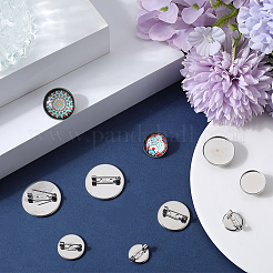 40Pcs 4 Size 304 Stainless Steel Brooch Cabochon Settings&nbsp;STAS-SC0007-63
