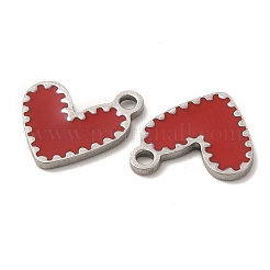 304ステンレススチールエナメルペンダント  ハートチャーム  ステンレス鋼色  11.5x10x1mm  穴：1.6mm&nbsp;STAS-M308-14P-02
