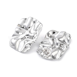変色しない304ステンレススチールスタッドピアス  ねじれた四角形  ステンレス鋼色  31.5x24mm&nbsp;EJEW-H115-28P