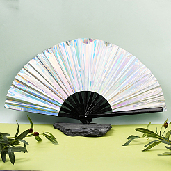 1Pc Bamboo with Oxford Fabric Glitter Powder Folding Fans&nbsp;AJEW-SP0003-77F