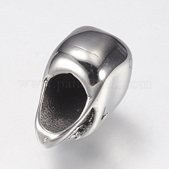 304ステンレススチールヨーロピアンビーズ  大穴ビーズ  スカル  アンティークシルバー  12x7.5x10mm  穴：4.5mm&nbsp;STAS-F144-112AS