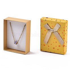 厚紙のジュエリーボックス  ネックレス用  リング  ピアス  外側に蝶結びのリボン、内側に白いスポンジが付いています  長方形  ミックスカラー  9.1~9.2x7.1~7.2x3.4~3.5cm&nbsp;CBOX-N013-014