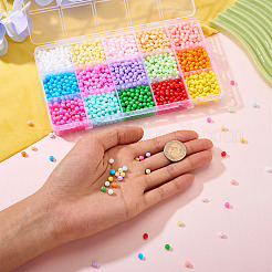 2400Pcs 15 Colors Opaque Baking Paint Glass Beads&nbsp;DGLA-TA0001-25