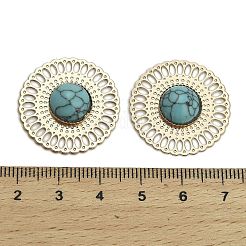 Brass Synthetic Turquoise Cabochons&nbsp;KK-Z088-07G-02