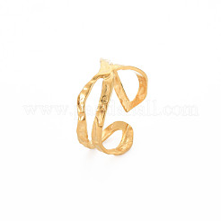 Ion Plating(IP) 304 Stainless Steel Wave Wrap Open Cuff Ring for Women&nbsp;RJEW-S405-206G