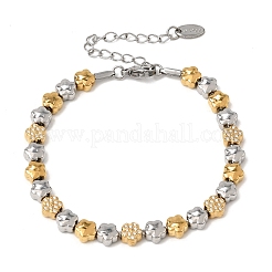 Duo Tone 304 Stainless Steel Micro Pave Clear Cubic Zirconia Beaded Bracelets&nbsp;SA-CBAB122-02B