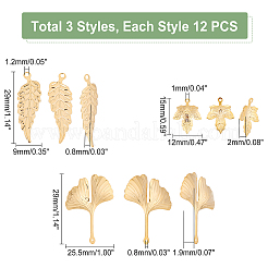 36Pcs 3 Style 304 Stainless Steel Pendants&nbsp;STAS-UN0035-33