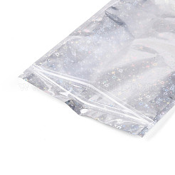 キラキラ輝くホログラフィックスターのプラスチック包装、陰陽模様の再封可能な袋  トップセルフシールパウチ  長方形  銀  21.8x15x0.01cm  片側の厚さ：2.5ミル（0.065mm）&nbsp;OPP-N002-02A
