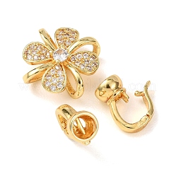 Brass Micro Pave Clear Cubic Zirconia Fold Over Clasps&nbsp;KK-D259-04G