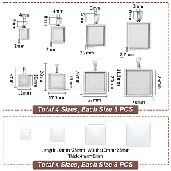 DIY Blank Square Pendant Making Kit&nbsp;DIY-UN0005-47