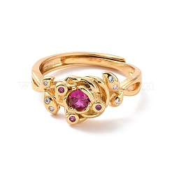 Cerise Cubic Zirconia Rose of Life Adjustable Ring&nbsp;RJEW-P035-06G
