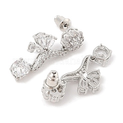 Brass Pave Cubic Zirconia Flower Stud Earrings for Women&nbsp;EJEW-I304-23P-06