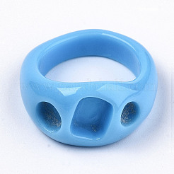 不透明な樹脂の指輪  ドジャーブルー  usサイズ7（17.3mm）&nbsp;RJEW-N033-008-A01