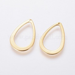 304ステンレススチールオープンペンダント  ティアドロップ  24KGP本金メッキ  17x11x1mm  穴：0.8mm&nbsp;X-STAS-L234-085G